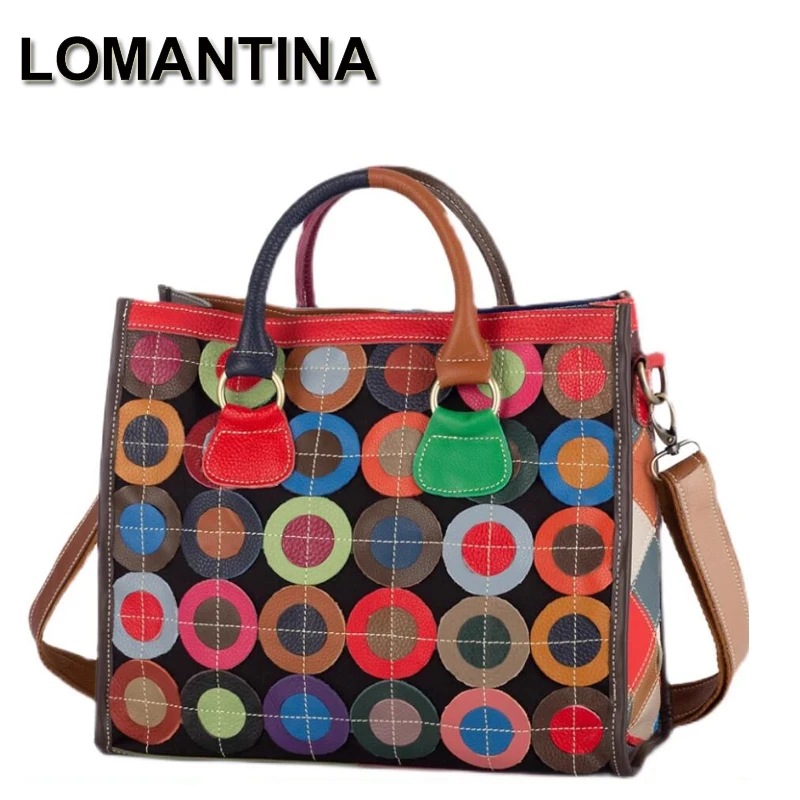 

LOMANTINA Large Genuine Leather Bag For women Big Handbags Shoulder Bag Casual Big Tote Vintage Ladies Crossbody Purses