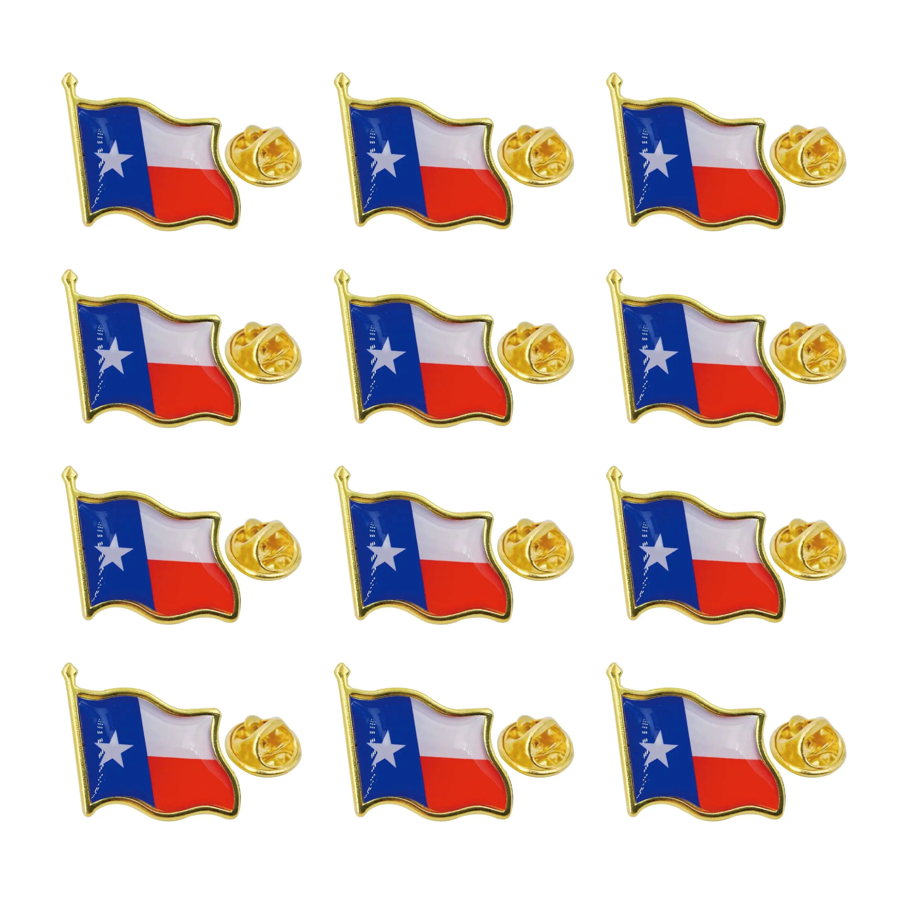 small metal Texas flag lapel pin waving Texas state flag pin for women men suit jacket clothes backpack bulk