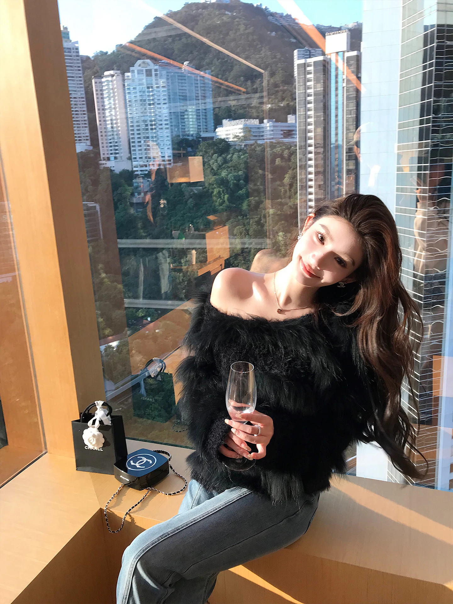 

Romantic Early Spring Heavy Work Feather Silk Rabbit Fur Hollow out Sweater Women's Casual Sle round Ne Long Sve Knitt...