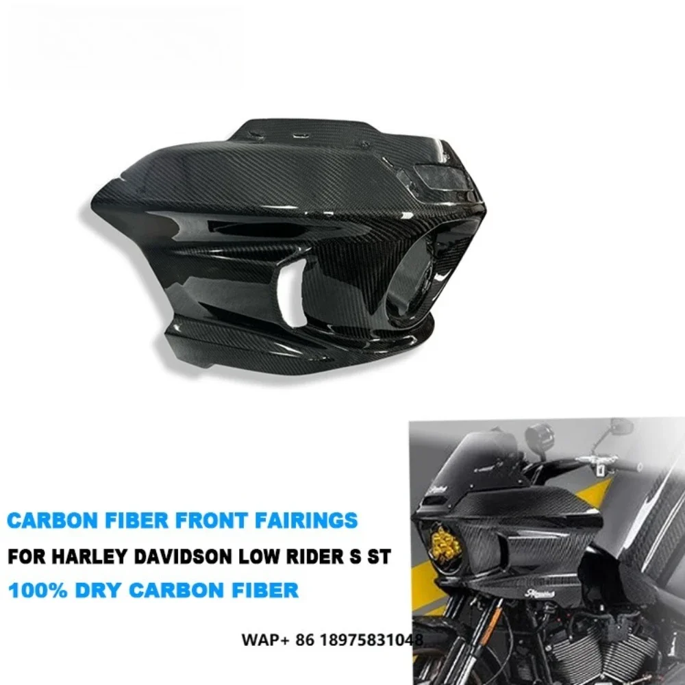 AKOSO Carbon 3K Dry Carbon Fiber Motorcycle Front Headlight Fairings for Softail Low Rider S ST 2022-2025