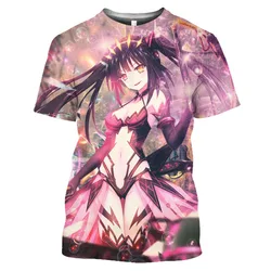 Mangas Date A Live Tokisaki Kurumi Sexy Girls Otaku Graphic T-Shirt Anime Short Sleeve Harajuku Shirt for Men Tops & Tees