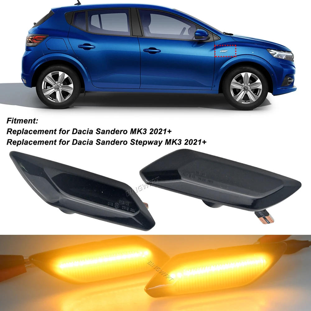 

Боковой габаритный сигнальный фонарь для Dacia Sandero Stepway MK3 2021 2022 2023 2024 2025 последовательный светодиодный динамический индикатор