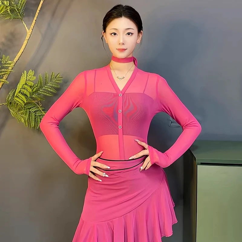 

Stylish Mesh Bodysuit for Women Summer Autumn Collection Adult Standard Ballroom Design Soft Material Perfect for Daily Training