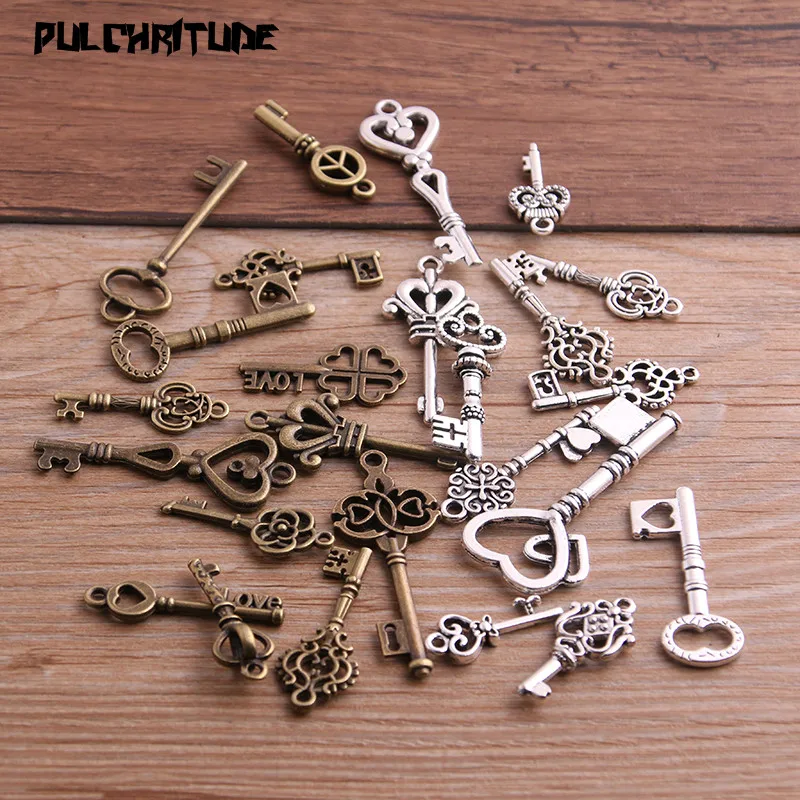 

10pcs Vintage Metal Mixed Two color Small key Charms Pendants For Jewelry Making Diy Handmade Jewelry