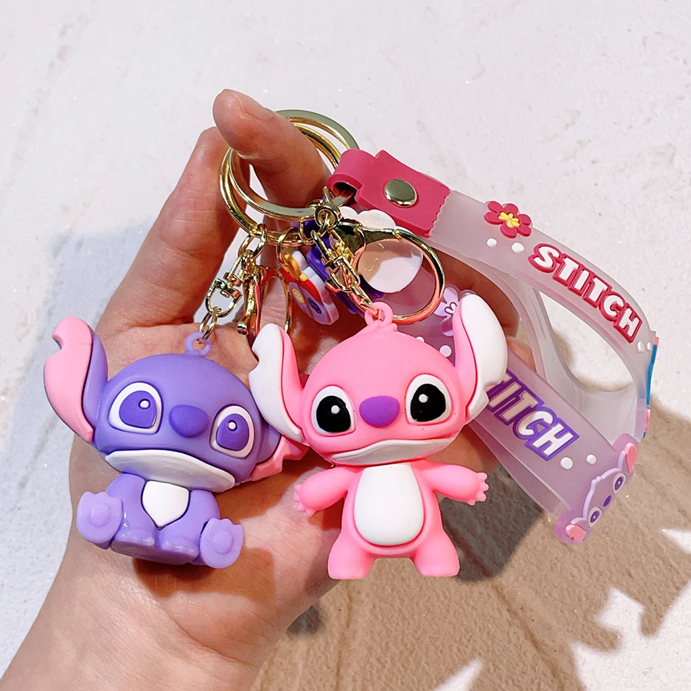 Disney Lilo & Stitch Keychain Cartoon Figure Coffee Candy Stitch Silicone Pendant Keyring Car Key Holder Jewelry Accessories image 5