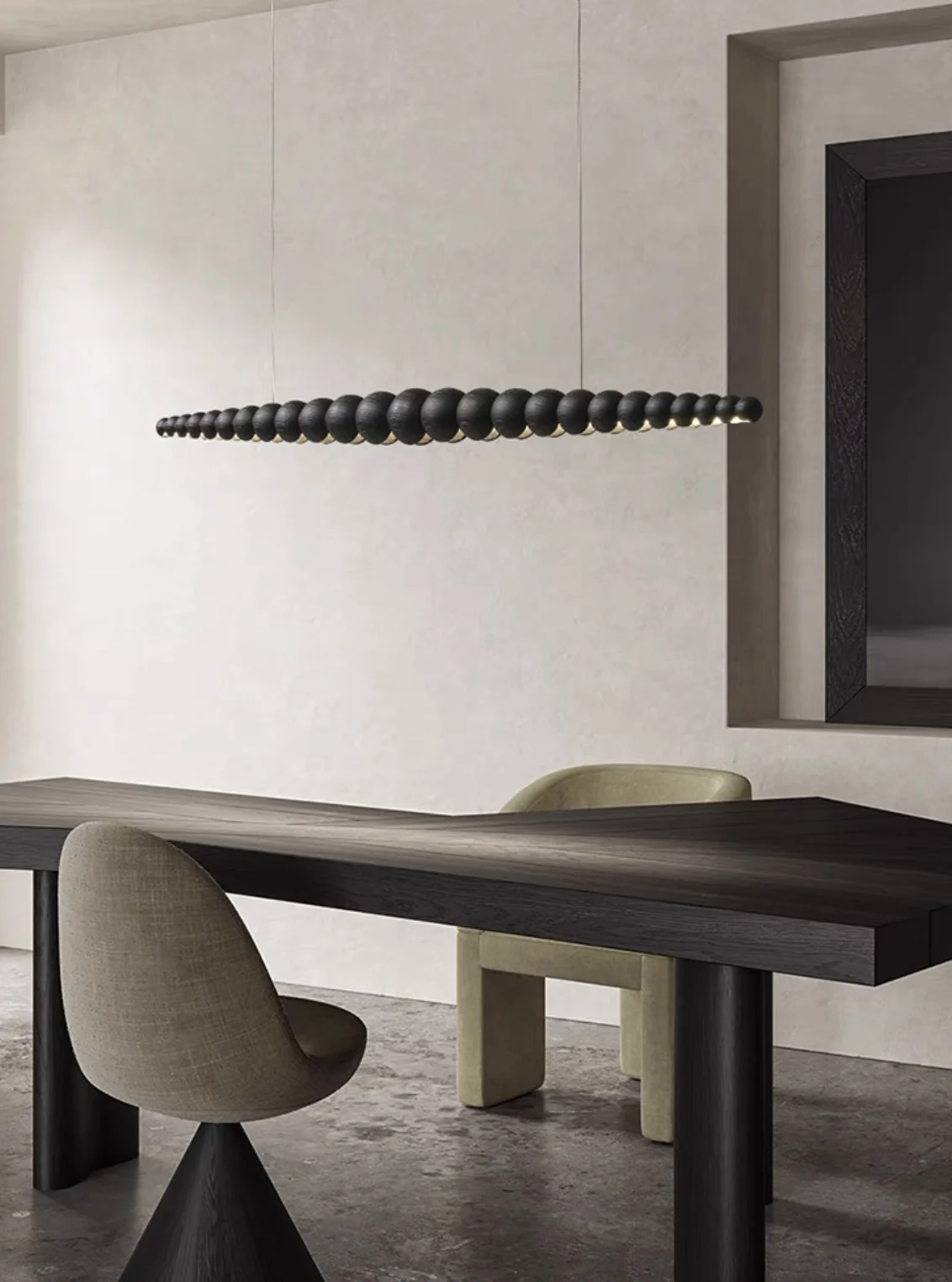 

New design of wooden chandelier Lamps Chandelier It's like a lot of wooden beads connected in series More textured wooden lamps