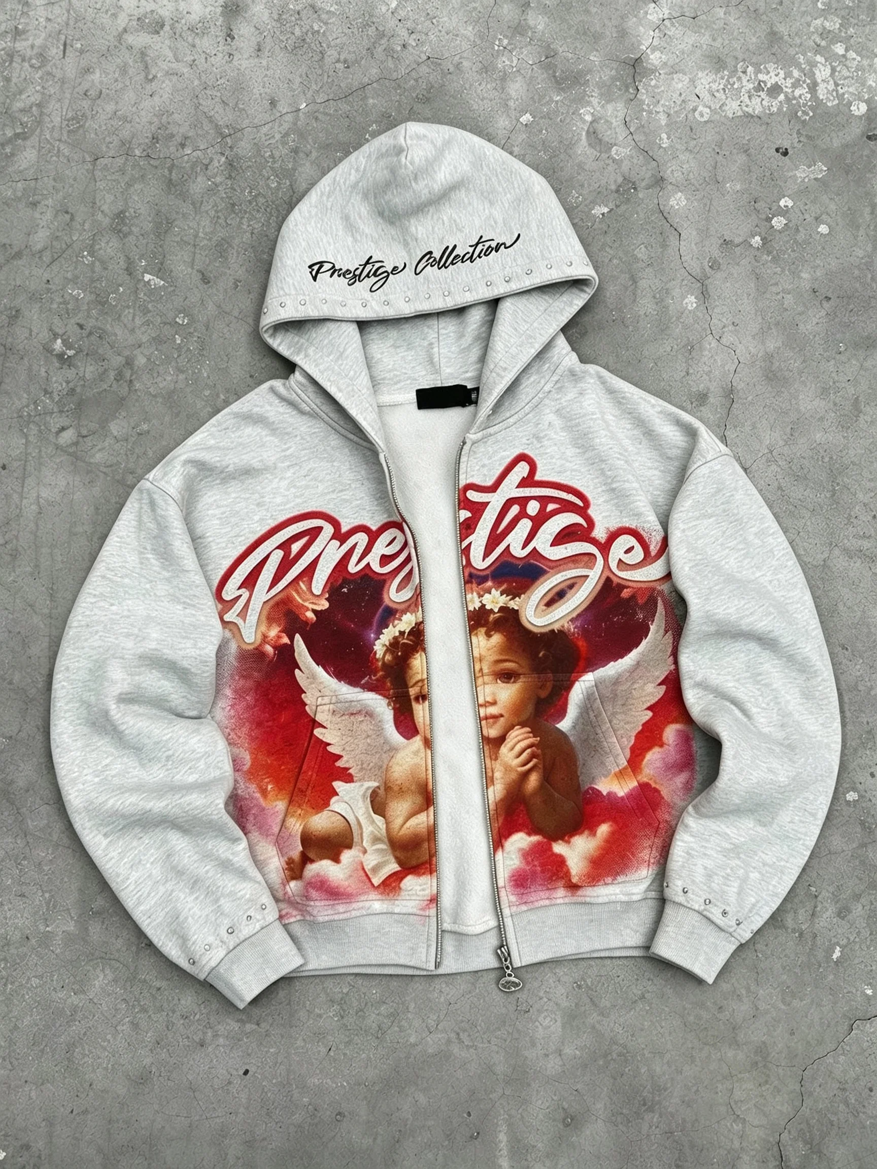 Men's Western Rider Print Zip Up Hoodie, Casual Long Sleeve Hooded Sweatshirt With Pockets For Daily Streetwear