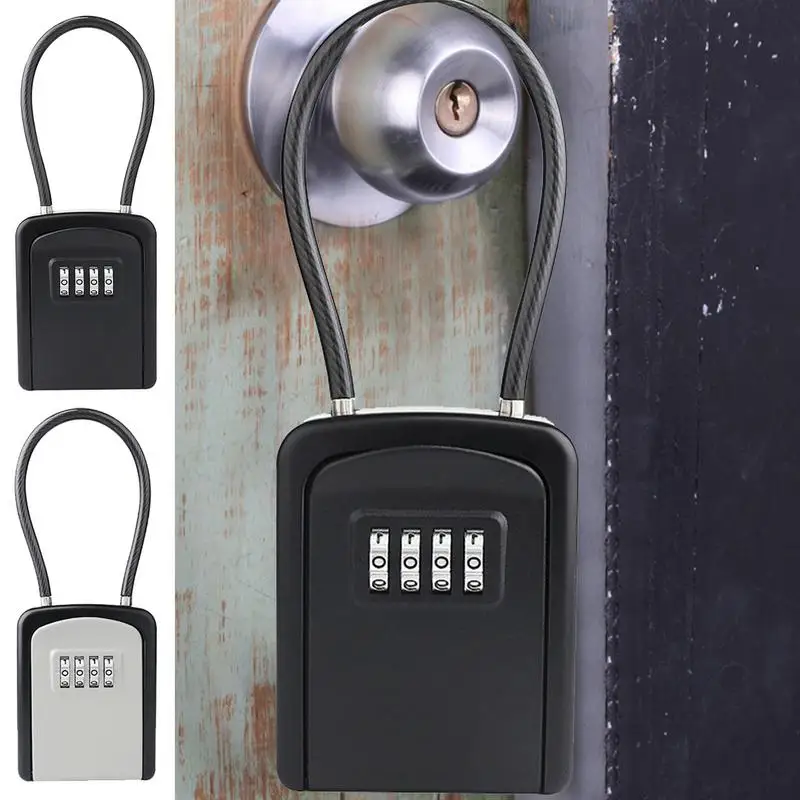 Lock Box for Keys with Code, Zinc Alloy, Hanging Lock Box, 4 Digit Combination, Resettable Code, Key Storage Box, Spare Key