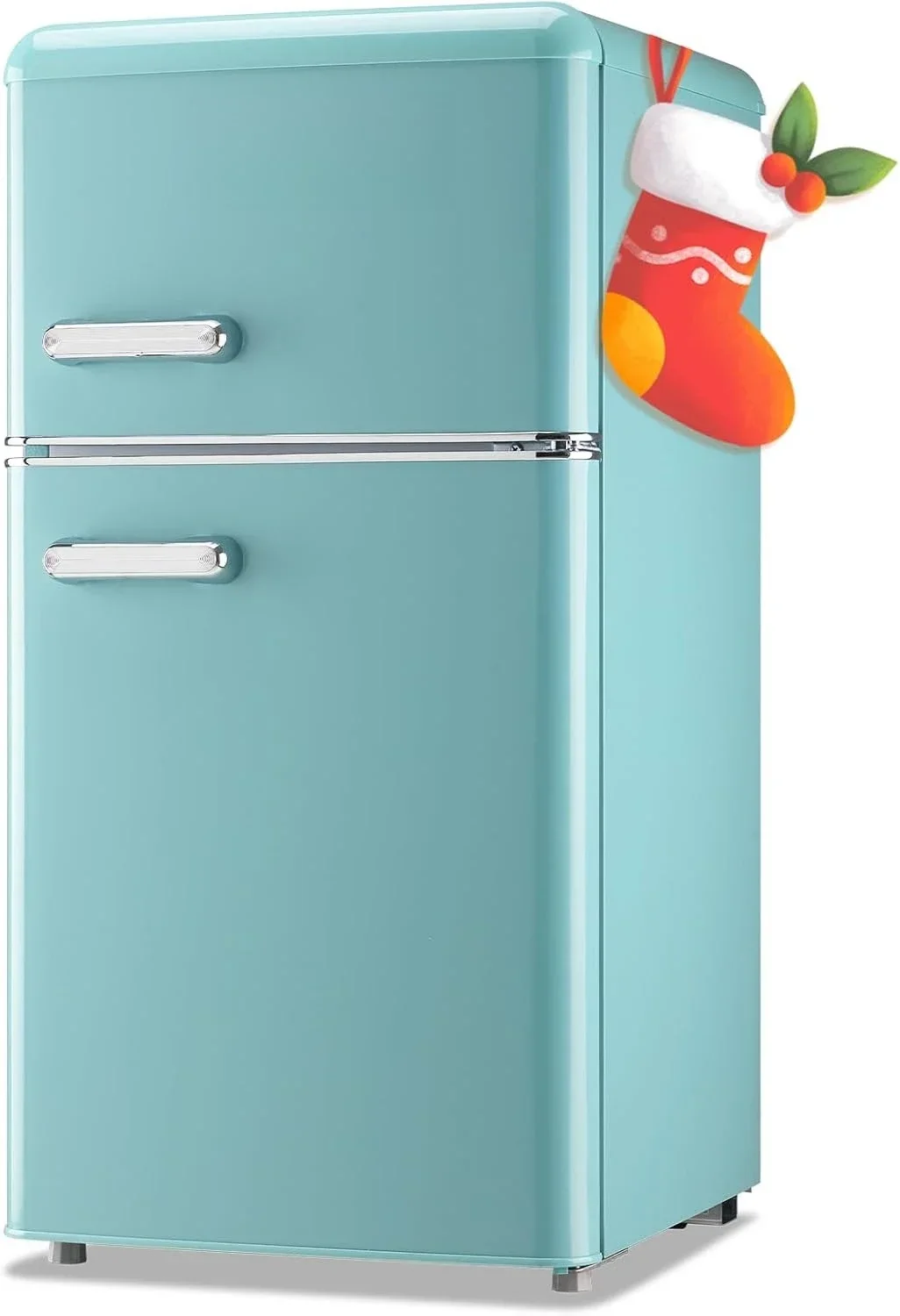 3.5 Cu.ft Dual Door Retro Mini Fridge, with freezer and adjustable temp, perfect for apartment, dorm, office and RV
