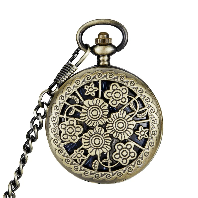 Factory direct sales Carved Retro Bronze Mechanical Pocket Watch Men Women Dropshipping Pocket Watch Pocket