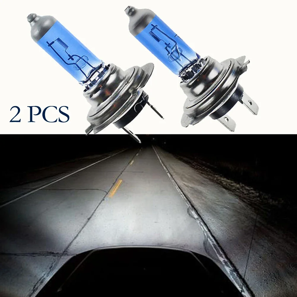 2pcs H7 55W 12V 6000K 1500LM Xenon Halogen Headlight Bulbs High Brightness White Car Lights Silver + Blue Shell Signal Lamps