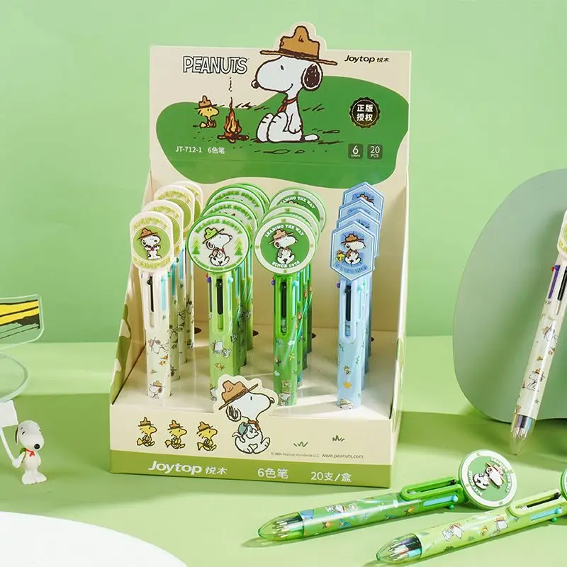 New Kawaii Snoopy six-color pen ballpoint pen cartoon cute creative multi-color push-button colorful multi-function pen gift