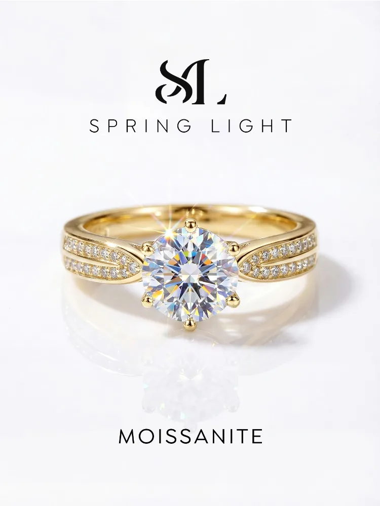 Fashion 1CT Moissanite Diamond White Stone Women's Engagement Ring 925 Sterling Silver High Quality Fine Jewelry