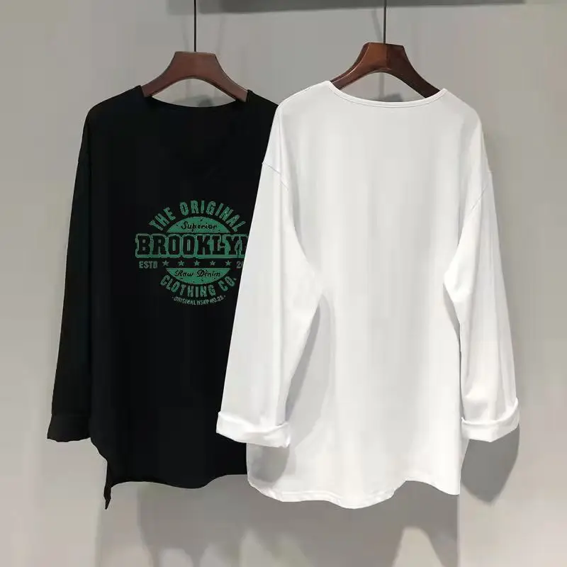 Plus Size 5XL 150KG Autumn T-shirt Large Size Women Clothing Long Sleeve Tops Graphic Women Top Female  Tees