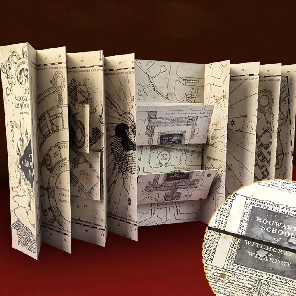 Mapa del Ladrón de Secretos de Harry Potter, Réplica Plegable Vintage del Mundo Mágico de Hogwarts, para Colección de Fans, Regalos de Cumpleaños, Juguete