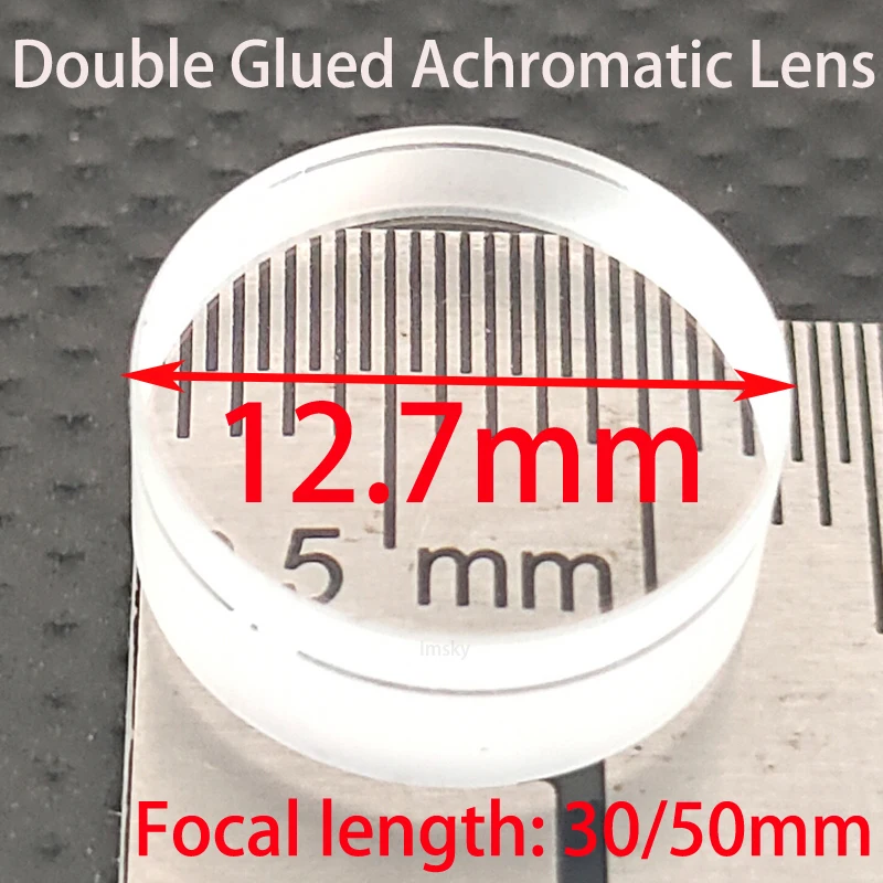 D12.7F30 D12.7F50 Durchmesser 12,7mm Achromatisches Dublett-Objektiv Brennweite 30MM 50mm K9 Glas DIY Okular Mit Grünem Film
