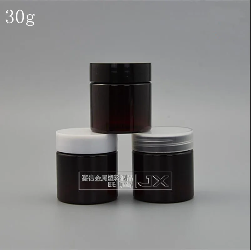 30g/ml Dark Brown Plastic Jar Black White Lucency lid Cream Lotion Pomade Pill Bath Small Sample Packing Bottles