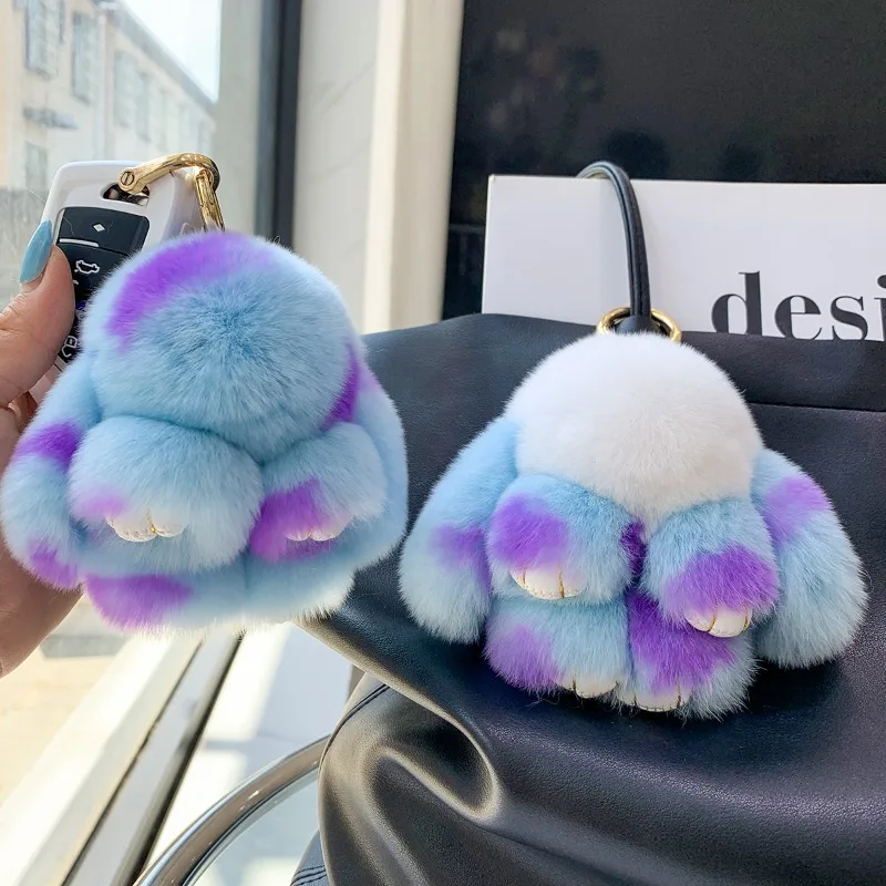 Mini Rex Rabbit Plush Toy Bunny Doll Keychain Women Bag Charm Ornaments Schoolbag Pendant Car Keyring Trinkets Kids Gifts