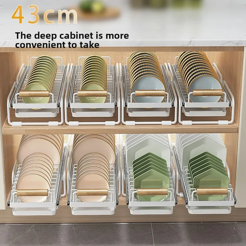 Kitchen Dish Drying Rack Slide-Out Cabinet Storage Under Sink Cutlery Rack No-Drill Installation for Easy Setup