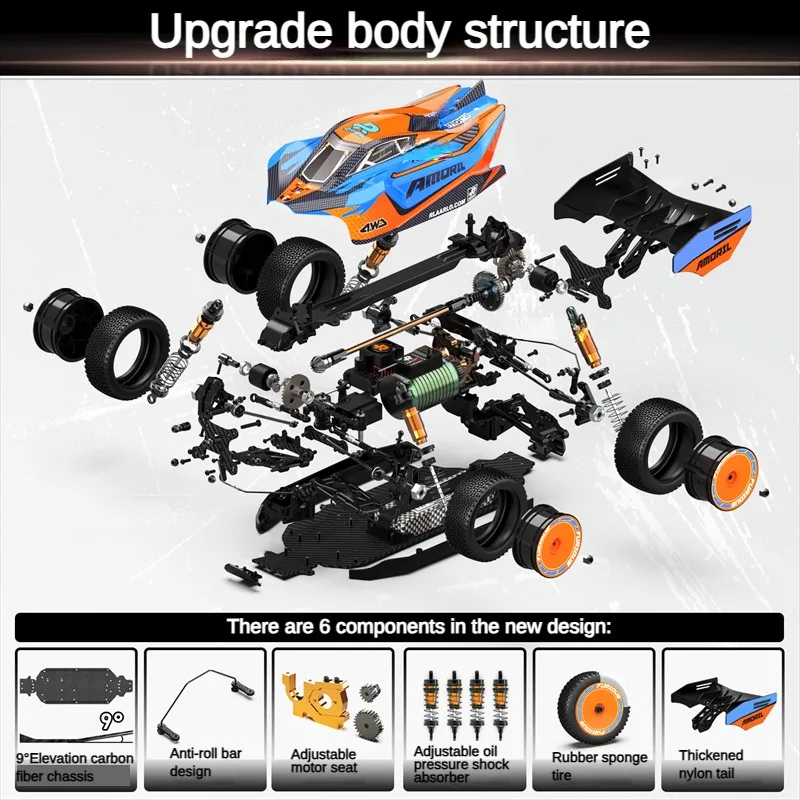 Rlaarlo AM-X12 RC Car 1/12 4WD Remote Control Off-Road Car Carbon Fiber Brushless Electric Remote Control Drift Car Boy Toy