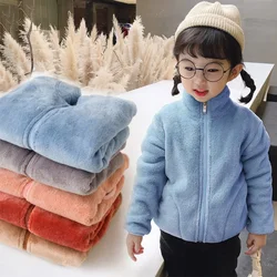 Boys Girls Fashion Cartoon Long Sleeve Zipper Sport Coat Casual Daily Outfit Zipper Tops Kids Flannel Clothing Warm Jacket