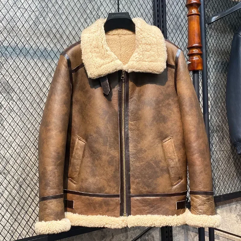 AYUNSUE Genuine Leather Men's Original Sheep Wool and Fur Real Fur Coat Men Jacket Winter 2022 Real Leather De Cuero Genuino FCY