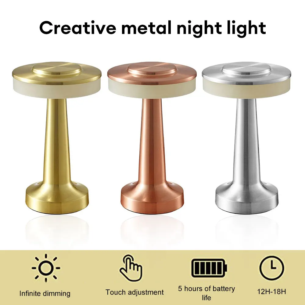 Lámpara de mesa Led Retro recargable por Usb, luz nocturna infinitamente regulable, luz de Camping adecuada para Bar, lámpara de dormitorio, luz de decoración