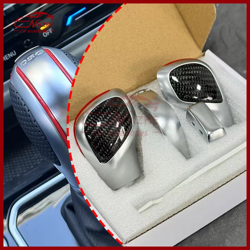 مناسبة لغطاء جانبي بمقبض ناقل الحركة من ألياف الكربون لسيارة Volkswagen Golf 6 7 R #1