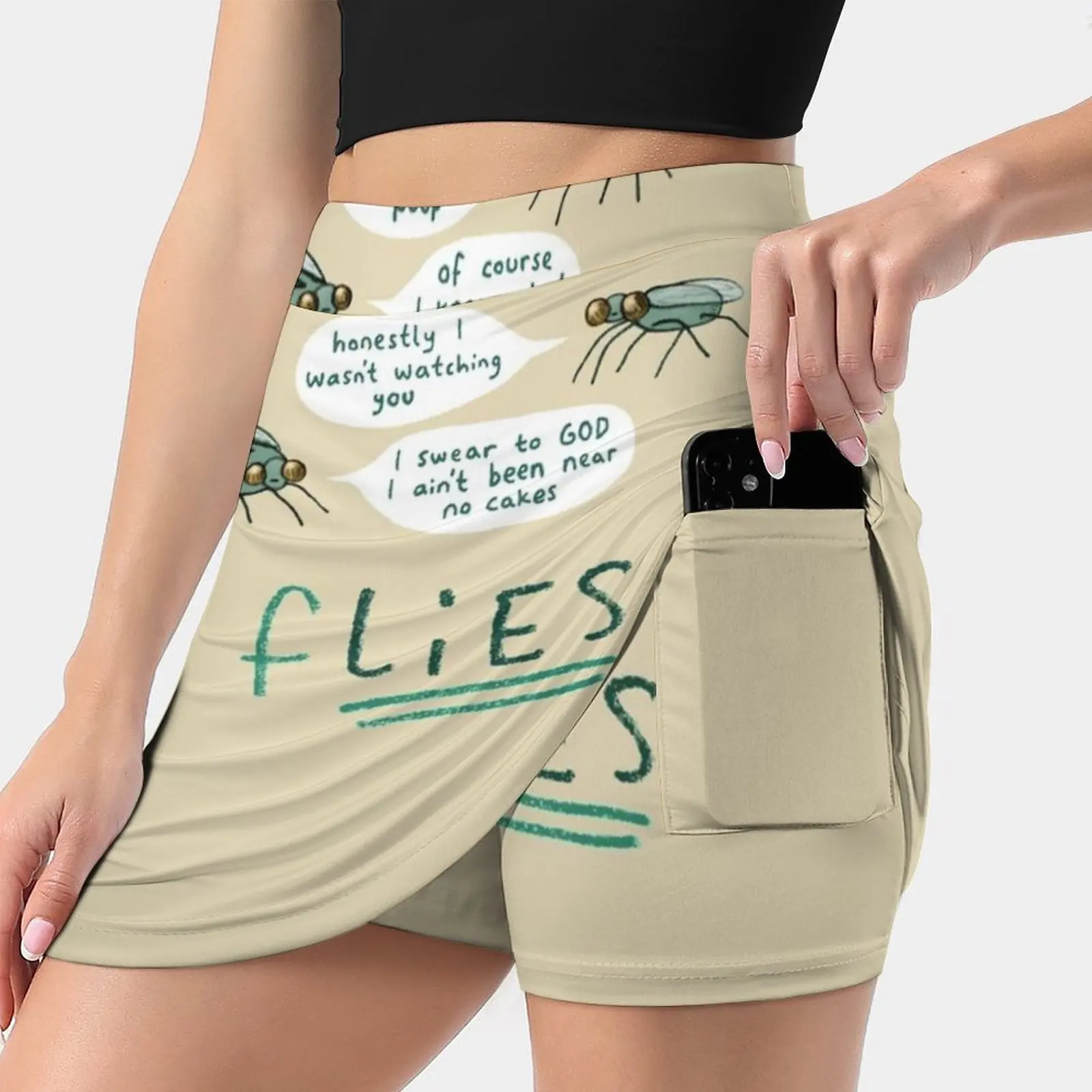 Flies-falda de moda coreana para mujer, faldas de verano a prueba de luz, bonita, Kawaii, ilustradas, espeluznante