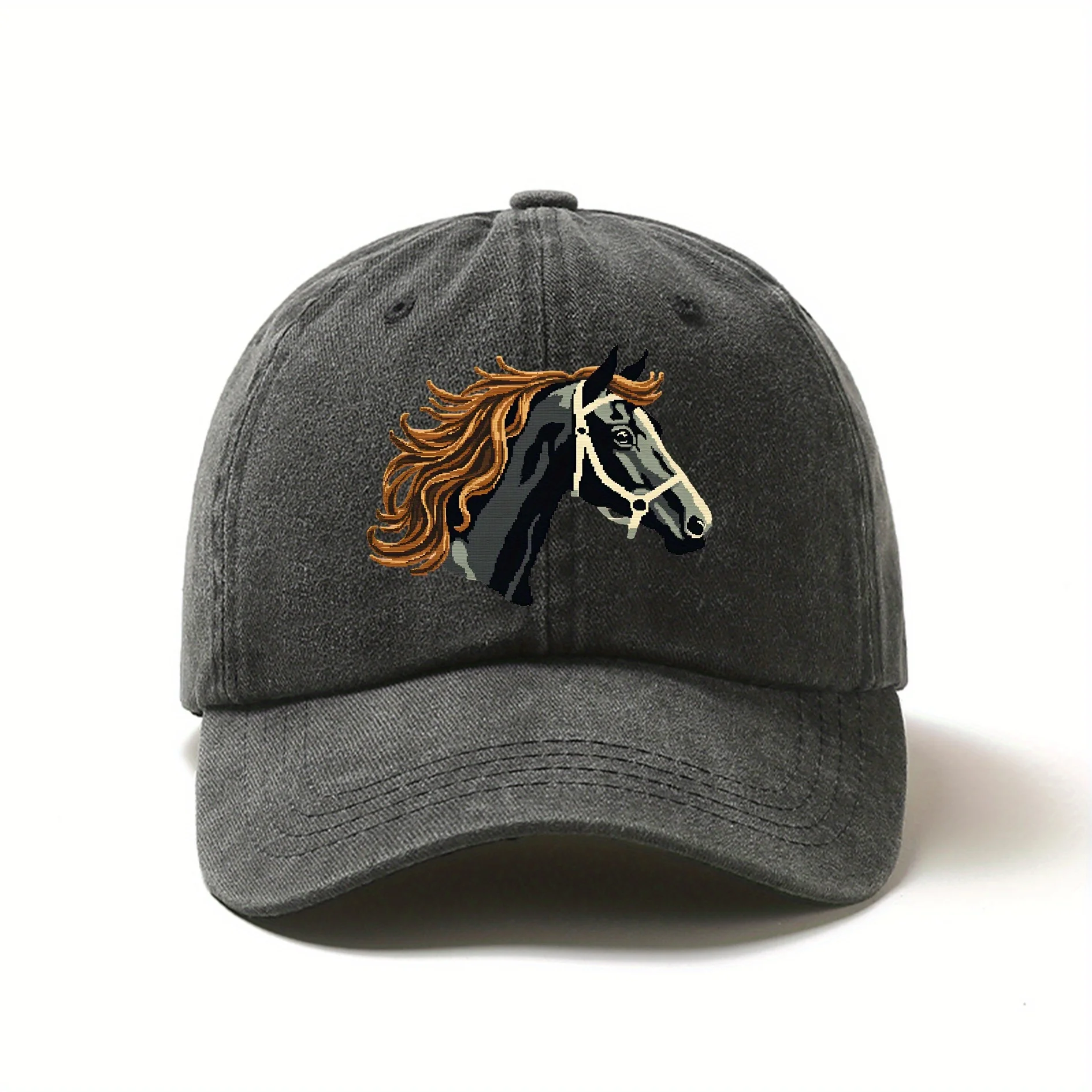 Teen Girls' Casual Baseball Cap - Pink Cartoon Horse Print Lightweight Comfort Fit for Back-to-School, Thanksgiving, Graduation