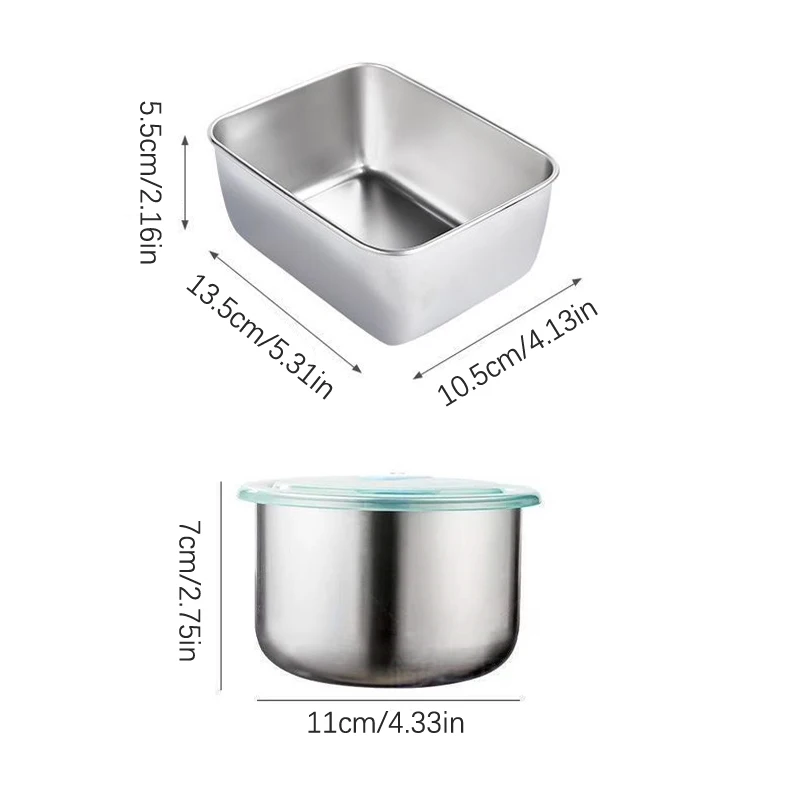 Stainless Steel Food Storage Serving Trays, Rectangle Sausage, Fruit Dish with Cover, Home Kitchen Organizer, Container