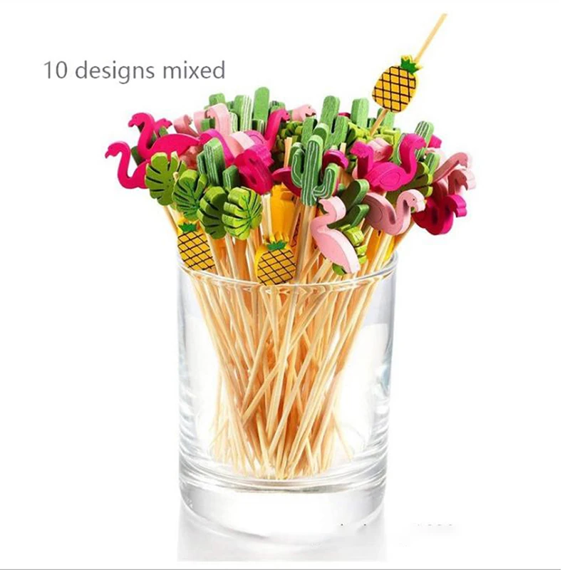100pcs12cm Bamboo Pick Buffet Cupcake Fruit Fork Party Dessert Salad Stick