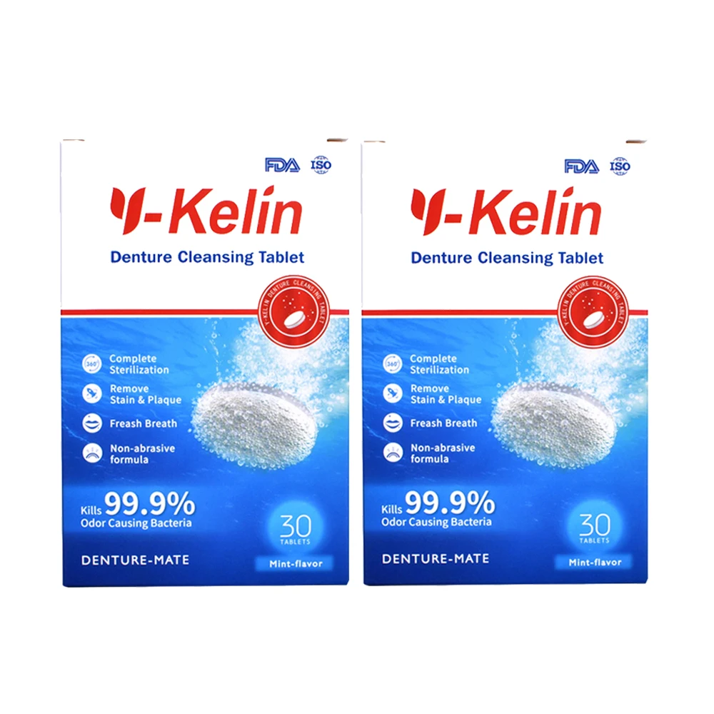 Y-Kelin Denture Cleansing Tablet 30/60/90 Tabs Cleanser Pills Remove Plaque Antibacteria image 3