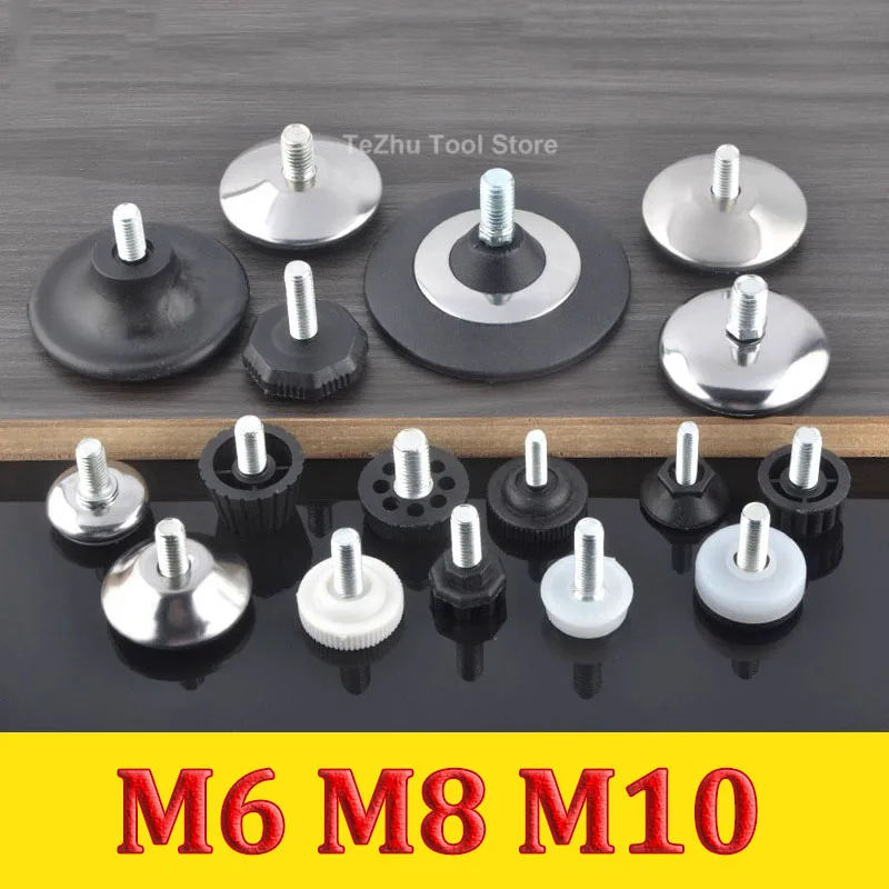 

Adjustable Feet Pad With Screw M6 M8 M10 Table Chair Balck Leveling Foot Pad Furniture Leg Anti-shock Protections
