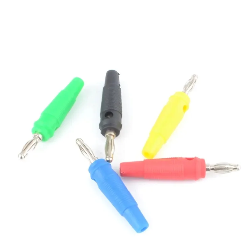 2pcs 4mm Banana Plug Connector Jack Screw-type Banana Head Nickel Plating Joint Five Color Nickel-plated Plastic Banana Plug