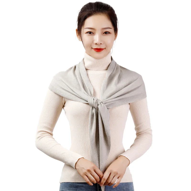 Solid Winter Triangle Wool Shawl Knitted Cashmere Scarf for Women Warm Neckerchief Blanket Female Ponchos Tippet  Ladies