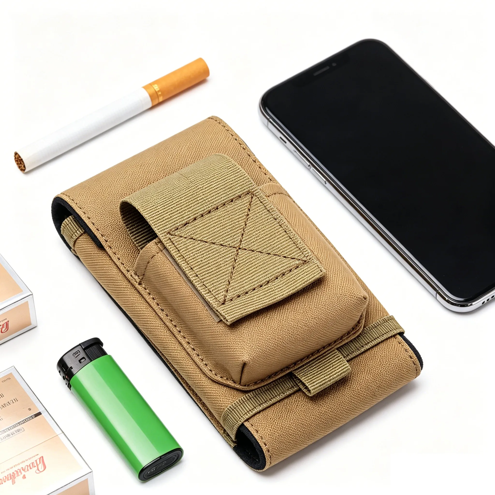 Tatical EDC Cigarette Box Cell Phone Pouch Waist Bag Outdoor Sports Leisure Cigarette Box Lighter Storage Bag Molle Phone Bag