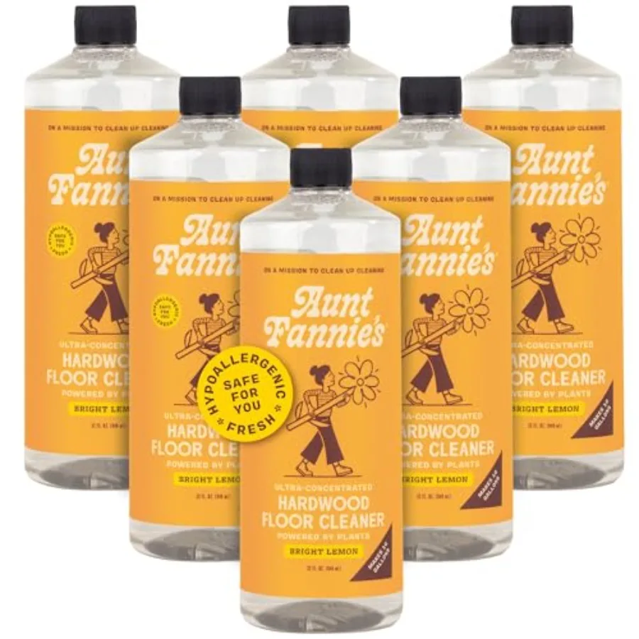 

Ultra Concentrated Hardwood Floor Cleaner, Vinegar-Free Plant Based Solution for Mopping, Bright Lemon Scent, 32 oz. Pack of 6
