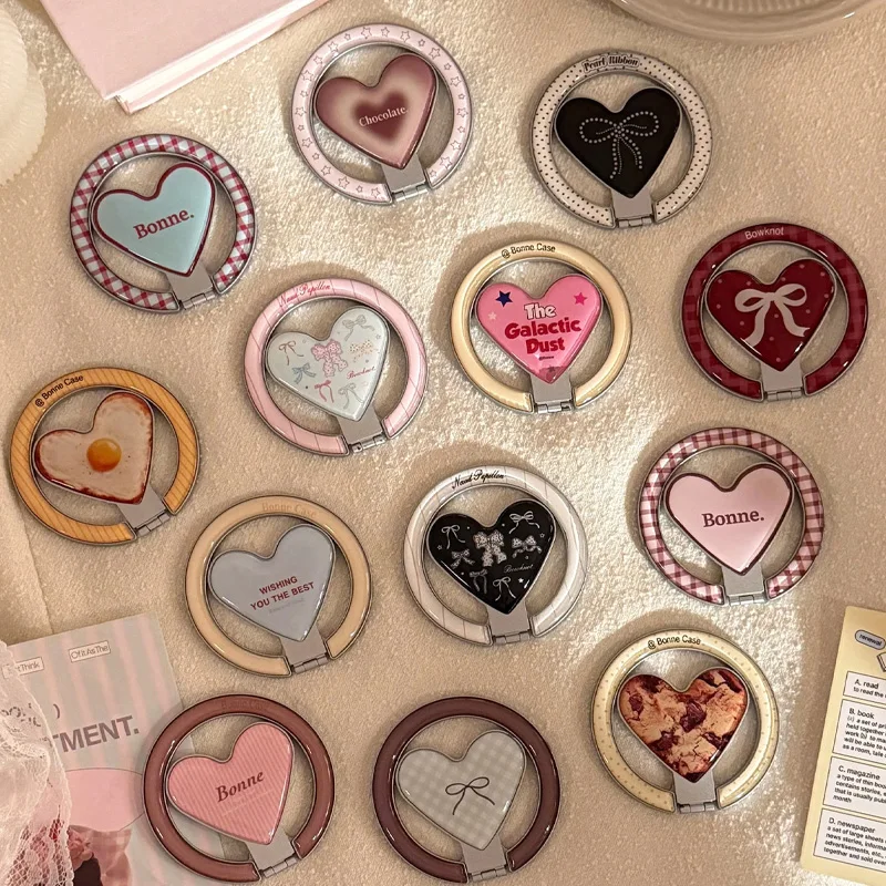 

Корейский милый бант, регулируемый складной Love Heart для магнитного кронштейна, кольцо, зажим, ручка, подставка для телефона, держатель, поддержка кронштейна для IPhone