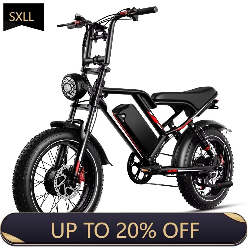 

SXLL OBX S8 Dual Drive Off-Road Fat Wheel Electric Mountain Bike Adult E Cross Electric Bike Off-Road Bike, Stock