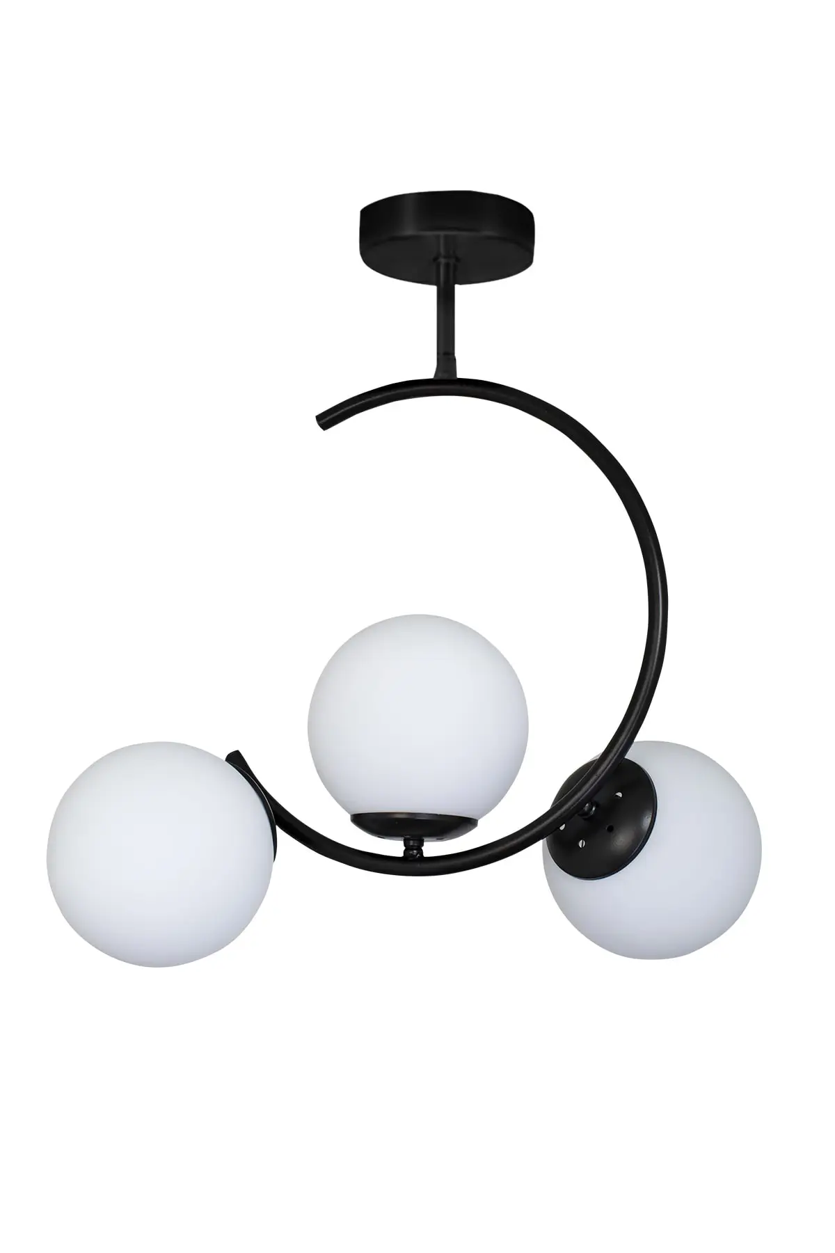 DOLBOVI Modern crescent black 3-piece white glass chandelier