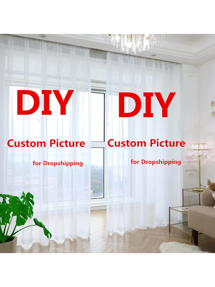 맞춤형 얇은 보일 커튼, 맞춤형 사진 인쇄 창 얇은 명주 그물 커튼, DIY 인쇄, 주문시 직송