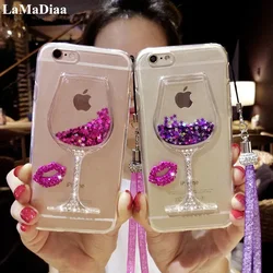 Fashion Liquid Quicksand Glitter Bling Wine Glass Soft Clear Phone Cases for Samsung Galaxy S23 Ultra S24 S21 S22 Plus Note20