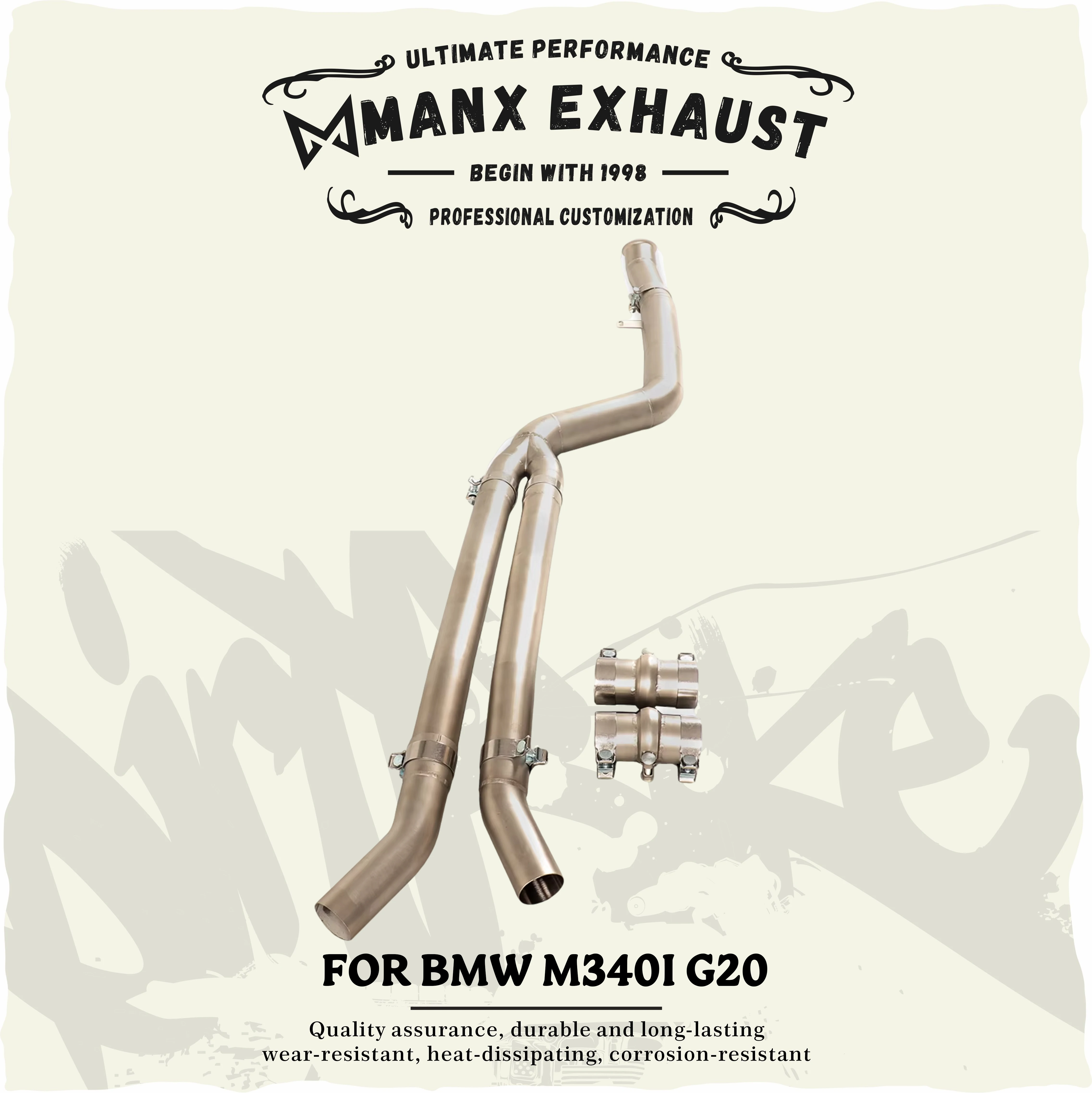 

Resonant tube for BMW M340i G20 Stainless steel Performance Exhaust pipe Lossless installation