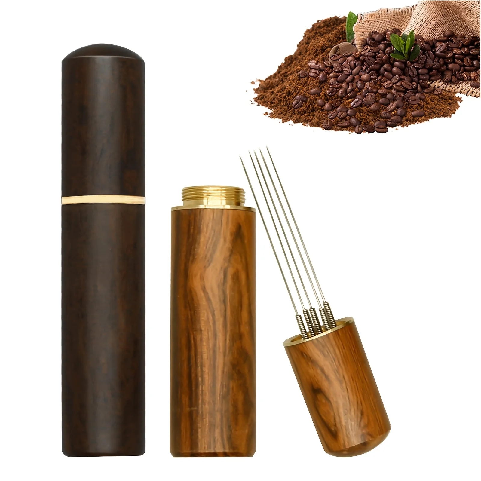 Espresso WDT Distribution Tool, Stainless Steel Coffee Stirrer, Hand Needle Espresso Stirring Tool with Natural Wood Handle