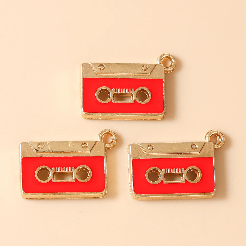 Leslie 10 Stück Emaille-Anhänger mit Motiven von Musik, Radio, Grammophon und Kassetten für die Schmuckherstellung, Anhänger, Halsketten, Ohrringe, DIY-Handarbeiten – Detail 29