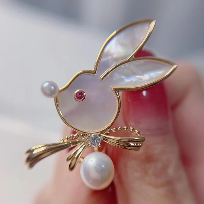 Cute Creative Little Rabbit Hair Pin Pearl Fritillaria Light Color Series Tiara Hair Jewelry Sweater Coat Hair Accessories