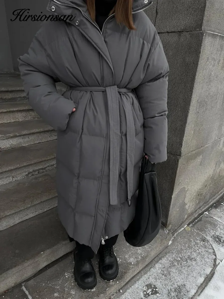 Hirsionsan 2025 Casual Waist Slimming Hooded Long Bread Cotton Jacket for Women, Thickened Warm Cotton Jacket, Brown Color