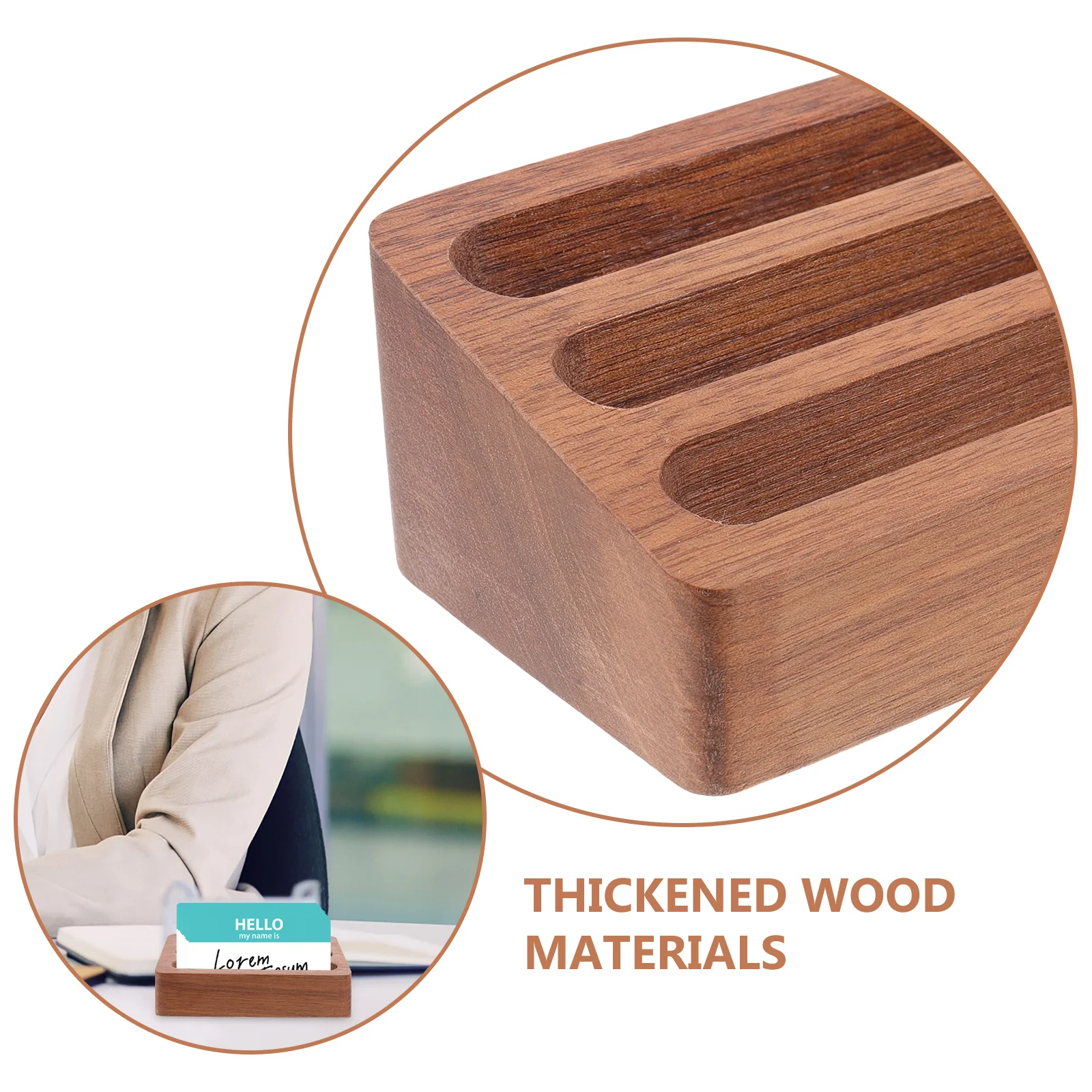 

Business Card Box Thickened Wood Materials Resistant Wear Elegant Name Card Display Holder Multiple Cards Business Cards Holder