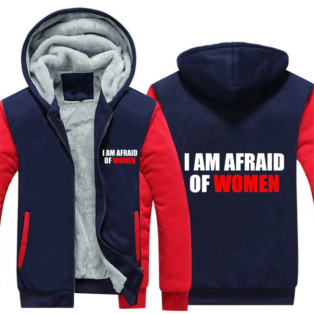 

Осенне-зимние мужские толстовки с капюшоном I Am Afraid of Women, дизайнерские популярные толстовки с логотипом, защита от холода, пальто